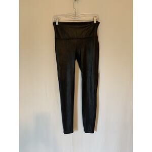 Spanx Womens Leggings Large Faux Leather Black High Rise Stretch Support